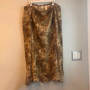 long brown patterned skirt